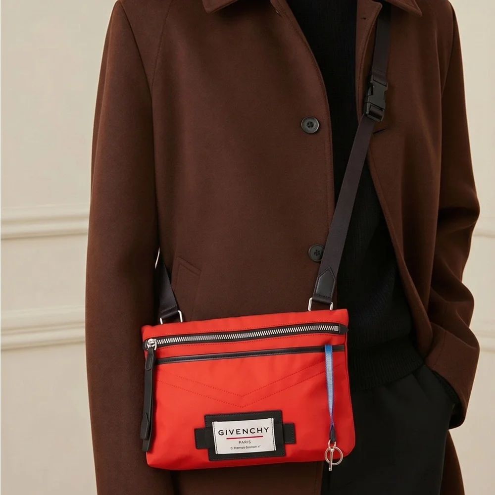 NWT Givenchy Red Downtown Flat Crossbody Bag Men’s Authentic
